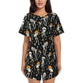 thumbnail image 1 of Balery Dancing Skeleton Party Conjunto de Pijama para Mujer con Estampado, Dos Piezas de Manga Corta y Shorts, Ropa de Dormir Suave con Cuello Redondo y Bolsillos-4X-Large, 1 of 5