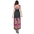 thumbnail image 2 of Peach Couture Exotic Tahiti Multicolor Polka Dot Print Maxi Dress (Black & Fuchsia/ Large), 2 of 2