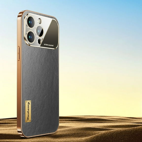 Compatible for iPhone 13 Pro Case with Lens Protector Dustproof Net, Premium PU Leather + Plating Frame Shockproof Anti-Fingerprints Non-Slip Case for iPhone 13 Pro,Grey