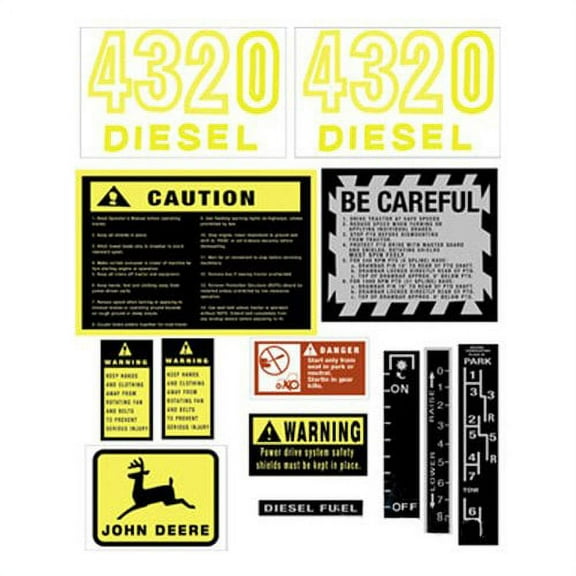 Tractor Decal Set Hood 4320 Yellow fits John Deere 4320 JD418