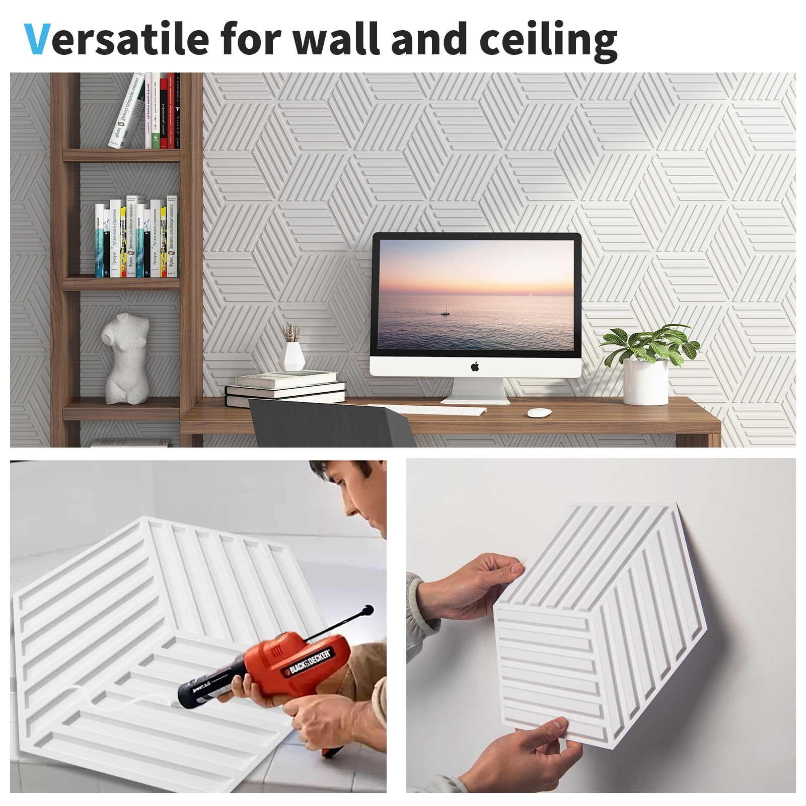 Art3d 33-Pieces 12" x 12" 3D Line Cube 3D Wall Panel,32 Sq.ft/Case