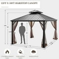 thumbnail image 3 of Costway Pavillon à Toit Rigide 12 Pi x 10 Pi à 2 Niveaux pour l'Extérieur, Auvent en Acier Galvanisé, Brun, 3 of 10