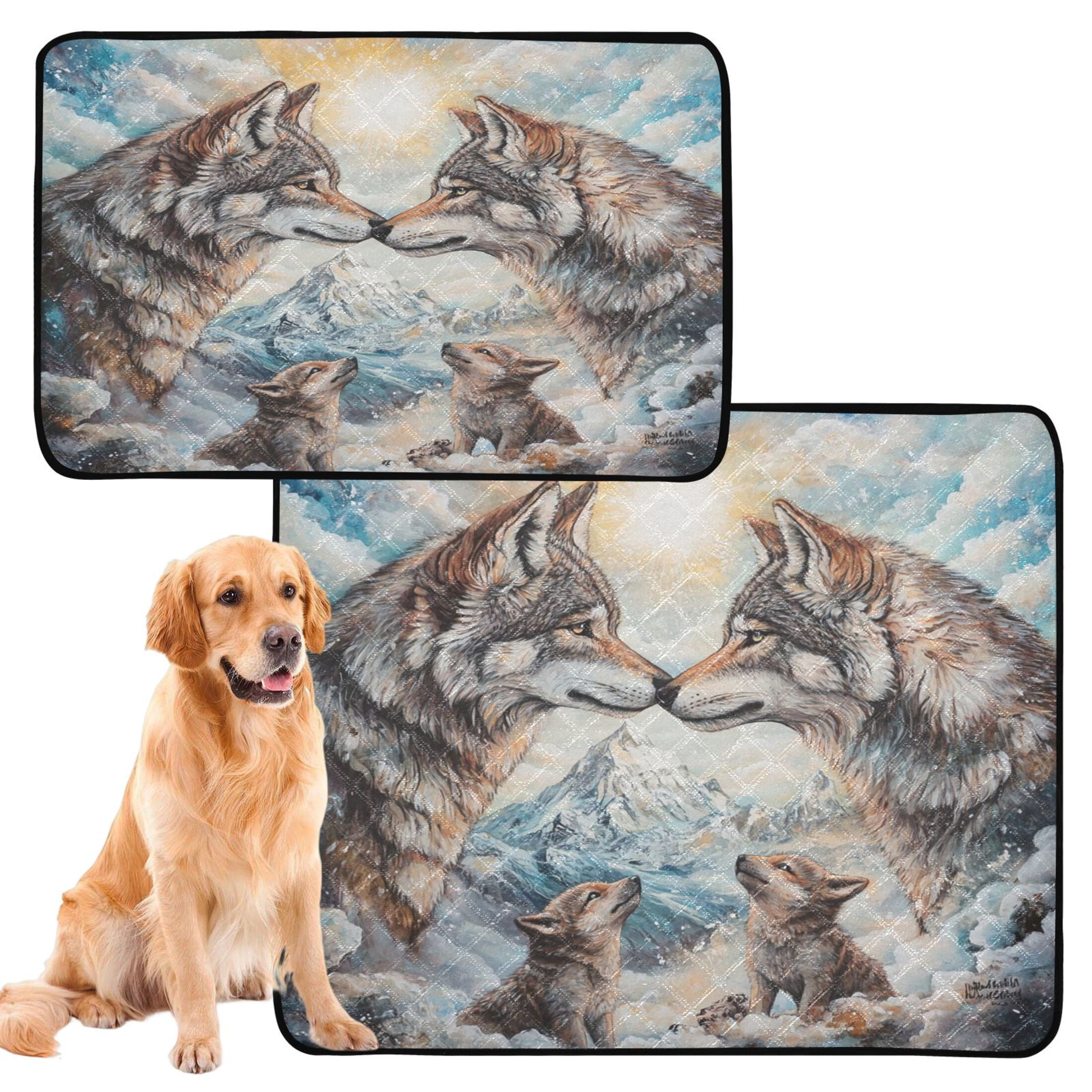 Qxltty Two Wolf Kings Cat litter Pads Pet Set of 3 Diaper Mats Center Anti-leakage Layer Absorbent Soft and Comfortable