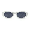 thumbnail image 2 of Mod Womens Narrow Oval Thick Plastic Fashion Sunglasses White Black, 2 of 4