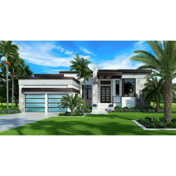 013-3518: Modern Contemporary 4 Bed, 4 Bath Luxury Home Plan, 3518 Sq Ft: Full Blueprints with License to Build by Home Plan Marketplace - Lesuto