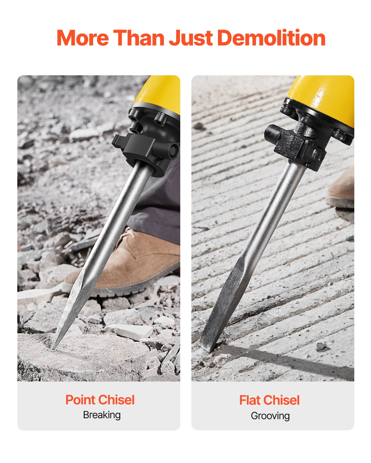 VEVOR Demolition Jack Hammer, 2200W Electric Jackhammer Heavy Duty, 1350 BPM Jack Hammer Concrete Breaker, with 1 Point Chisel, 1 Flat Chisel, Storage Case, Gloves and Goggles, for Demolition
