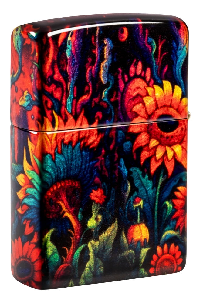 Zippo Spooky Sunflower Design 540 Tumbled Brass Pocket Lighter