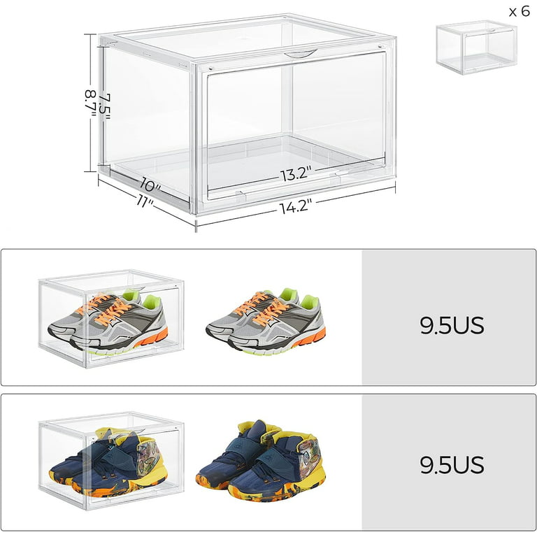 6 Pcs Large Shoe Storage Boxes (14.2” x 11” x 8.3”), Shoe Boxes