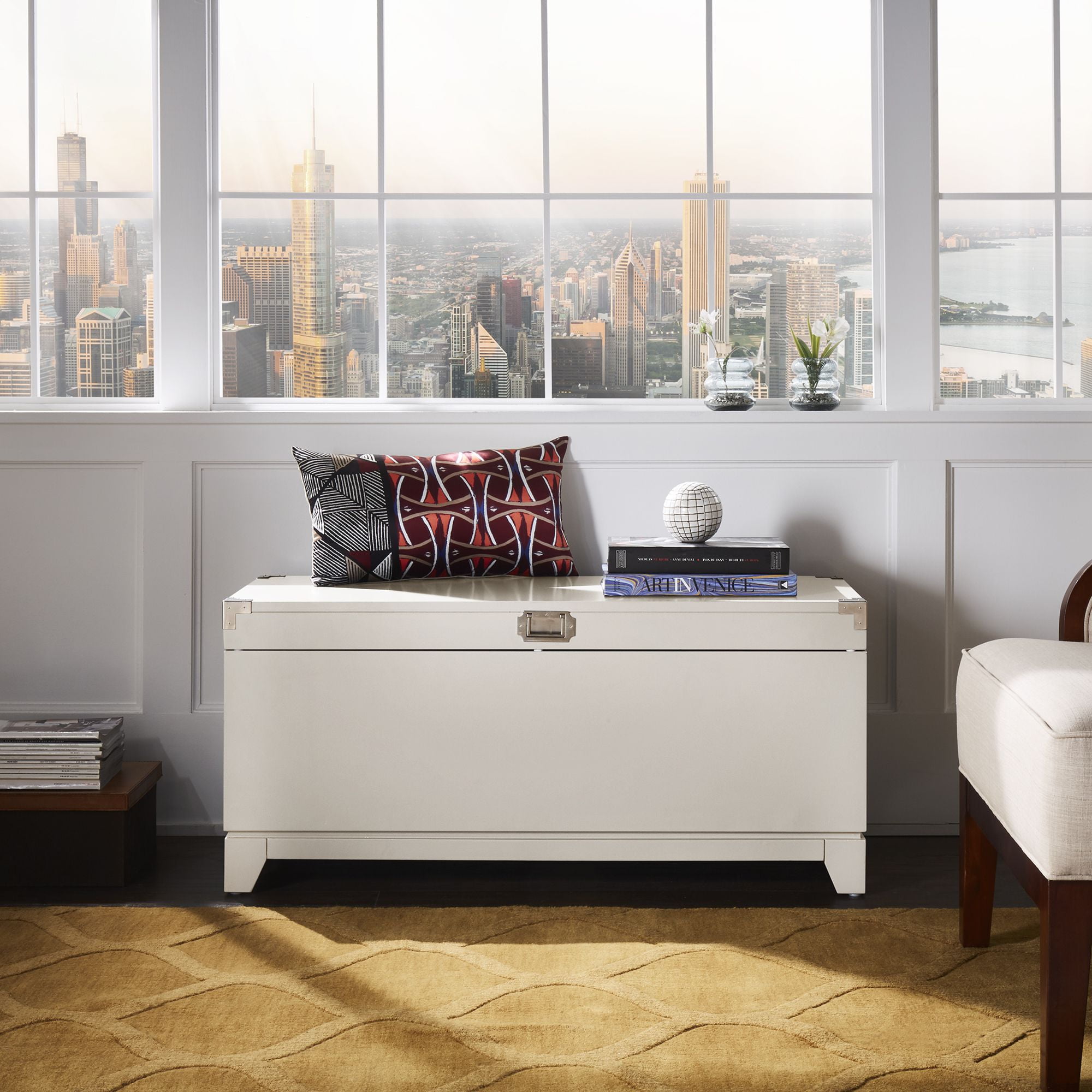 Weston Home Dominick Storage Bench, White