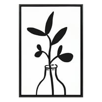 Kate and Laurel Sylvie Modern Botanical Vase 3 Framed Canvas Wall Art by The Creative Bunch Studio, 23x33 Black, Chic Modern Art for Wall