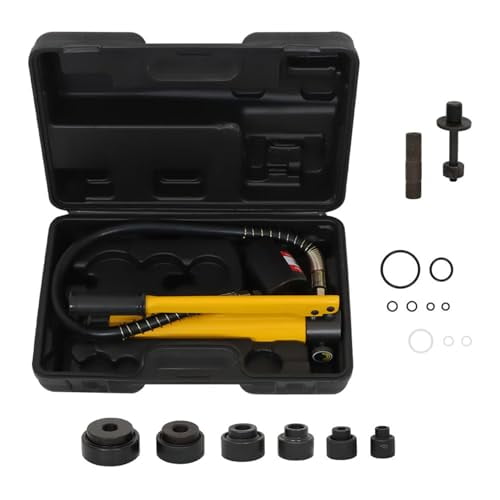 New 10 Ton /2" to 2" Hydraulic Knockout Punch Driver Tool Kit Electrical Conduit Hole Cutter Set KO Tool Kit with 6 Dies Knockout Punches for Installing Repairing Wire Pipeline Signal lamp Machinery