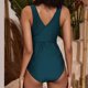 thumbnail image 4 of Traje de baño de una pieza para mujer, conjunto de bikini para mujer, moda femenina cómoda - cuello, manga corta, color liso, traje de baño para mujer, 4 of 4