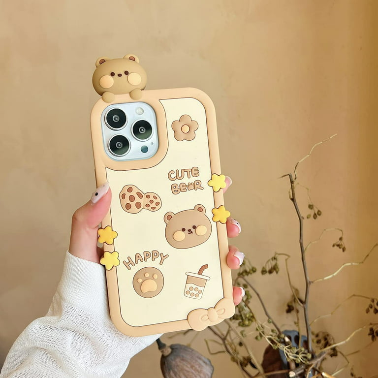 Creative 3D Case for iPhone 13 Mini Soft Silicone Cute Animal Cartoon  Kawaii Girls Women Teenager Shockproof Protective Cover 2021 5.4 Inch (Bear  with