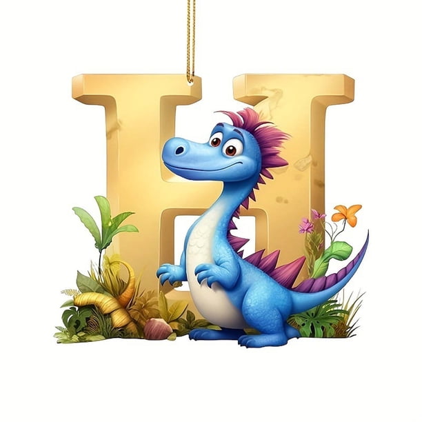 Colgante Acrílico Navideño de Dinosaurio con 26 Letras