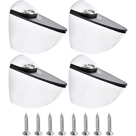 

Glass Clamp 4Pcs Metal Adjustable Wood/Glass Shelf Brackets Zinc Alloy Bright Surface Glass Clamp Clips Wall Mounted Shelf Support Holders for 3-20mm Thickness (Large)