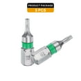 thumbnail image 3 of Uxcell 5pcs Punta de Destornillador Torx T8H 1/4" Vástago Hexagonal 25mm/1" Longitud Magnética Estrella de 6 Puntos Cabeza Hexagonal Puntas de Acero S2 Destornillador Eléctrico con Agujero Cabeza Torx, 3 of 6