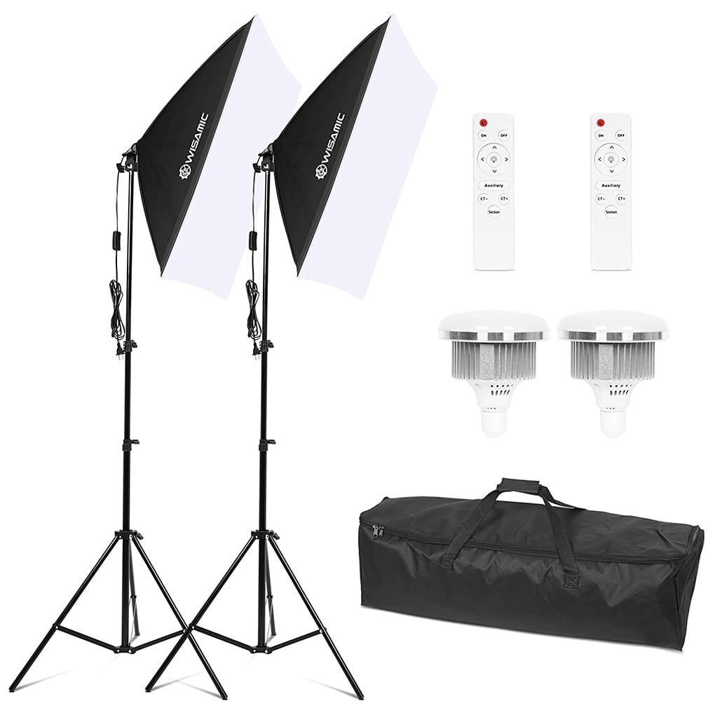 Wisamic Softbox Lighting Kit 2800K-5700K 85W Dimmable LED Light Head with 2.4G Remote Professional Photo Studio Equipment for Portraits and Product Shooting 2pack 20X28 Photography Softbox Kit 