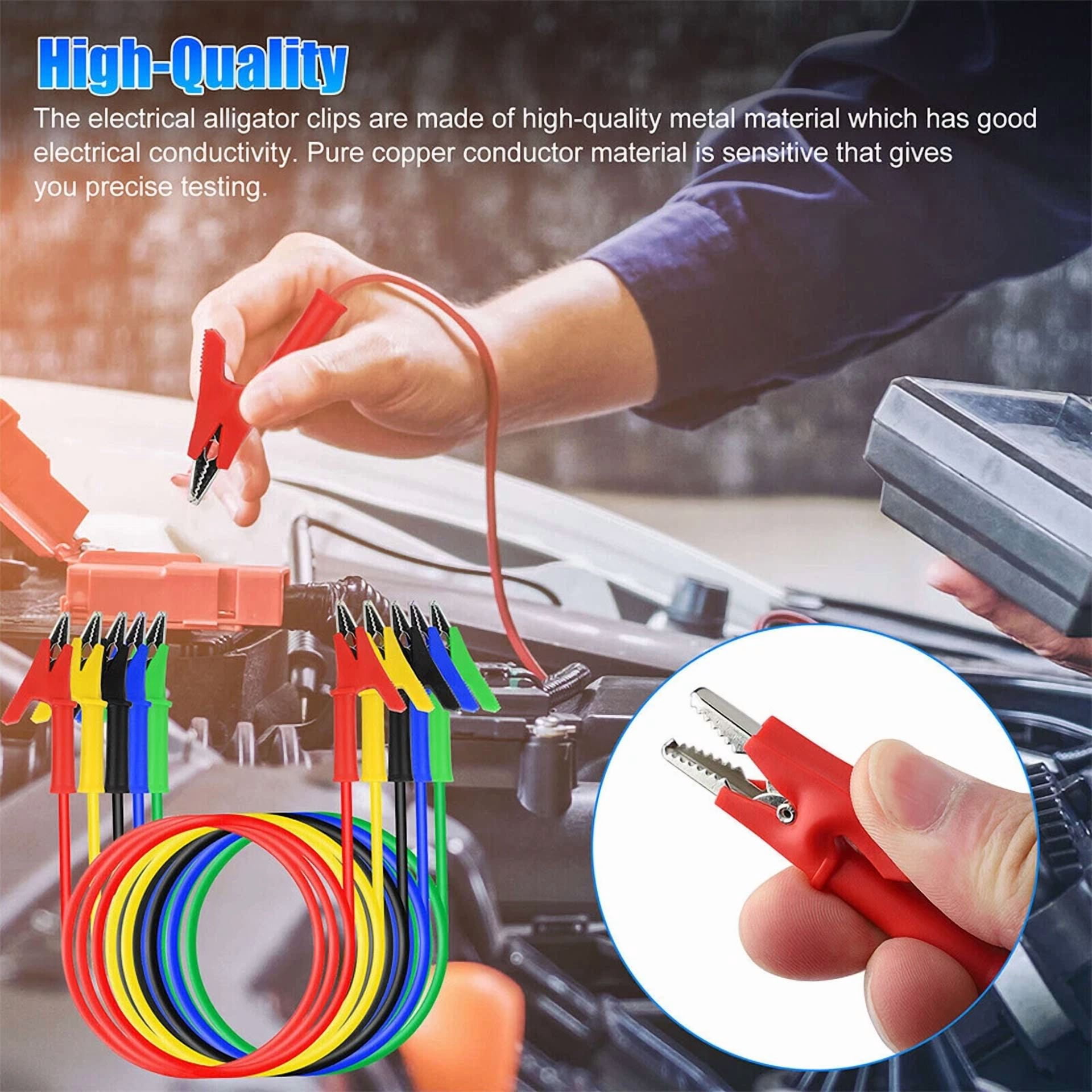 CIRCLE- 5Pcs Alligator Clips Electrical Test Leads Set 30V 15A Jumper Wires Cables Set