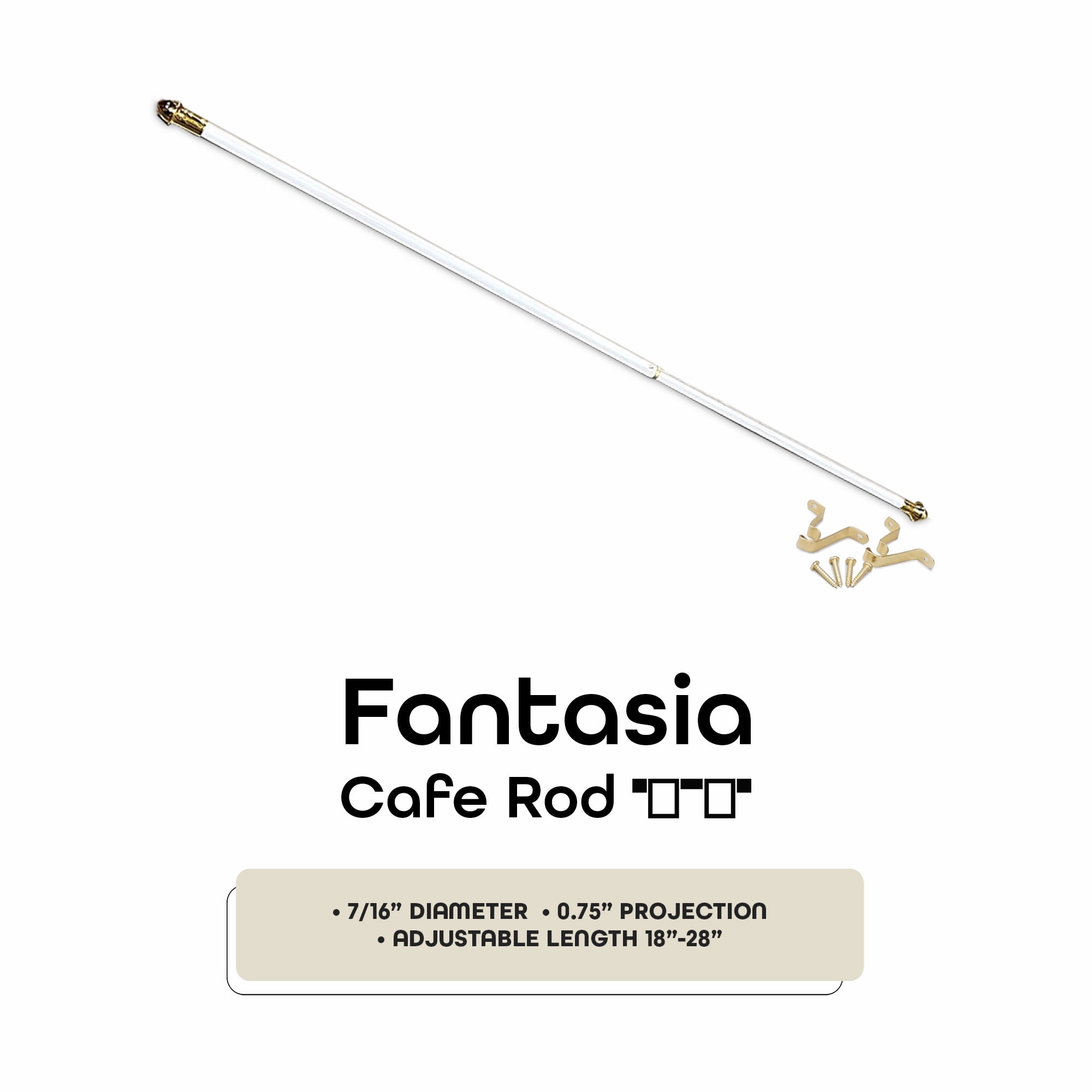 Achim Fantasia 7/16" Cafe Rod, 3/4" Projection 18-28", White