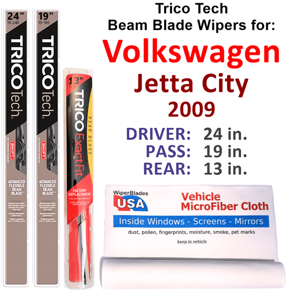 2009 Volkswagen Jetta City Beam Blade Wipers (Set of 3) w/Rear Wiper