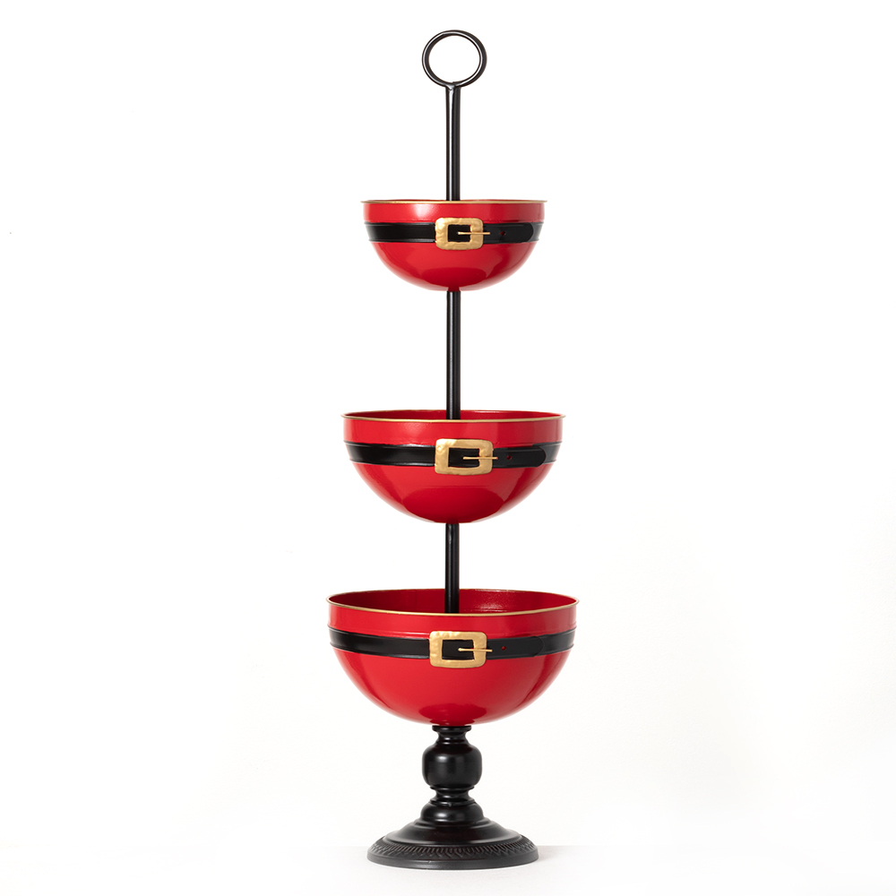 Sullivans Three Tiered Metal Bowl Stand 42.5"H Red