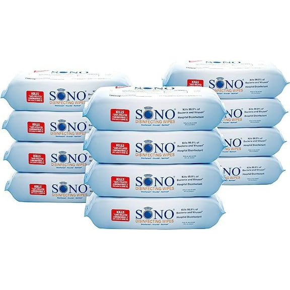 SONO Disinfecting Wipes - Medical-Grade, Alcohol-Free, No Bleach - Multi-Surface Cleaning Wipes for Home, School, Office - 12 packs with 80 wipes