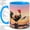 Blue, variant on Farm Rooster Watercolor Coffee Mug, Country Chicken Mug, Morning Coffee Tea Cup for Kitchen Office, Rooster on Fence with Barn Field Sunset, Rustic Farm Nature Decor Art, Women Men