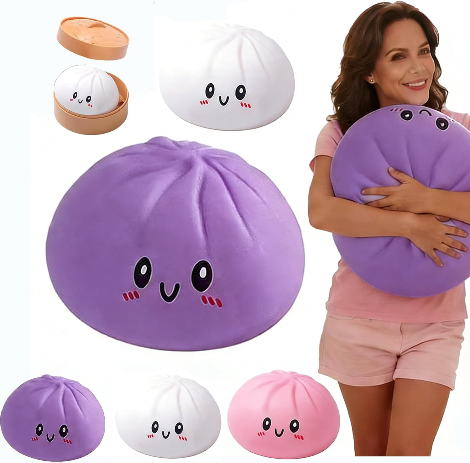 Giant Dumpling Squishies, Jumbo dumpling Squishies Cheese Stress Ball Soft Squeeze Decompression Dough Birthday Present for Kid Adults 10" Purple