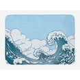 thumbnail image 1 of Japanese Wave Bath Mat, Wave of Tsunami Symbolizing Strength Tattoo Style Illustration, Plush Bathroom Decor Mat with Non Slip Backing, 29.5" X 17.5", Pale Blue Teal, by Ambesonne, 1 of 2