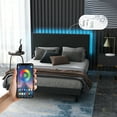 thumbnail image 1 of Maison Classique Upholstered Grey Foothill Queen Bed Frame with USB Ports and LED Lights, 1 of 5