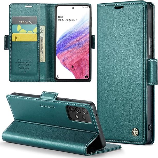 Funda tipo cartera para Samsung Galaxy A53 5G con bloqueo RFID, tarjetero, soporte magnético, funda protectora de piel con tapa para Samsung Galaxy A53 5G de 6,5 pulgadas