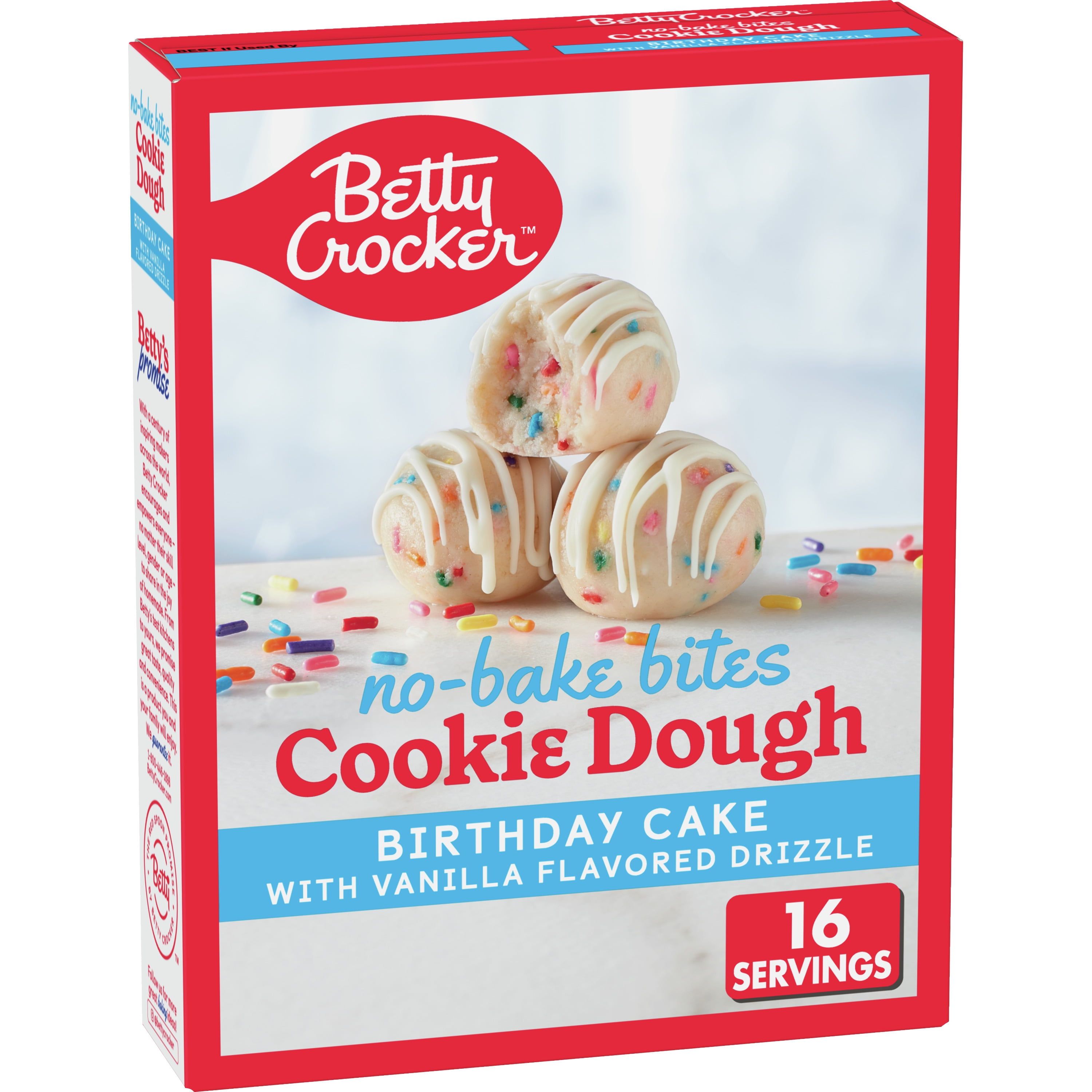 (4 pack) Betty Crocker No-Bake Bites Birthday Cake Cookie Dough, 12.2 oz.