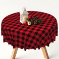 thumbnail image 2 of Christmas Red Buffalo Check Round Tablecloth,60 Inch,Washable Stain Resistant Table Cover for Holiday Party, 2 of 6