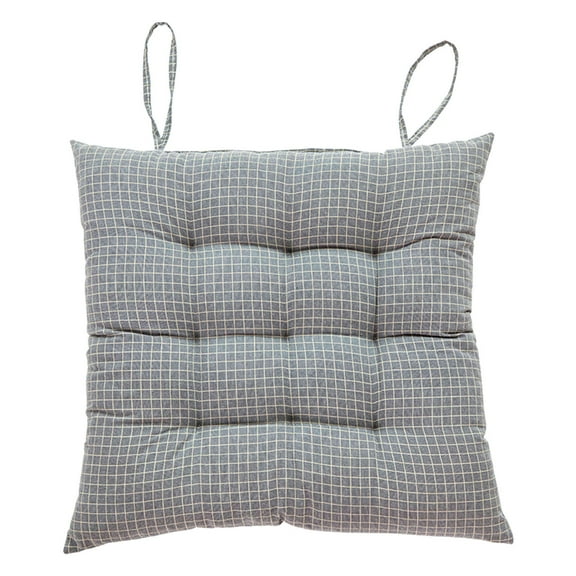 Harlier Chair Cushions for Dining, 17" X 17" Grid Line Kitchen Chair Cushions with Ties, Thickened Cotton Linen Breathable All Seasons Office Student Classroom Chair Car Cushion