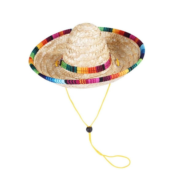 Leojiow Pet Woven Straw Hat Pet Outfit For Dogs And Cats Perfect For Halloween Parties And Photo Shoots M Multicolor