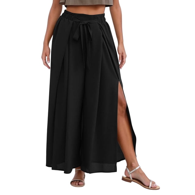Pantalones palazzo anchos para mujer: pantalones elásticos y flexibles con cintura elástica para primavera/verano/otoño