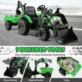 thumbnail image 4 of Gymax 3-in-1 Kids Ride On Excavator Bulldozer 12V Electric Tractor Remote w/ Trailer Green, 4 of 10