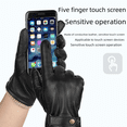 thumbnail image 5 of Guantes térmicos de piel de oveja de invierno, guantes de cuero para conducir a prueba de viento con forro polar de alta calidad para hombres, caja de regalo, regalo, 5 of 5