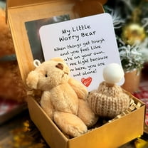 BESTSKY Little Pocket Bear Hug in a Box,Pocket Hug Plush Toys,Mini Stuffed Worry Bear Tiny Bear,Handmade Emotional Support Crochet Bear Toys,Gifts for Lover,Friend,Couple,Children,Women