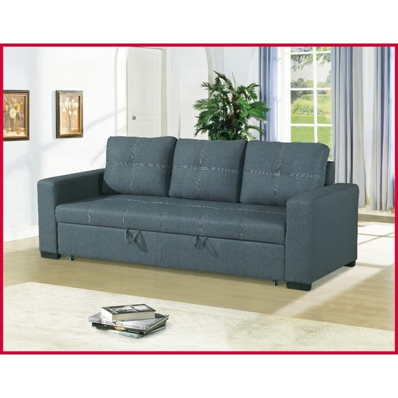 Modern Blue Gray Fabric Convertible Sofa Bed – 85" for Living Room & Guest Bedroom