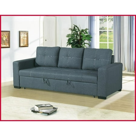 Modern Blue Gray Fabric Convertible Sofa Bed – 85" for Living Room & Guest Bedroom