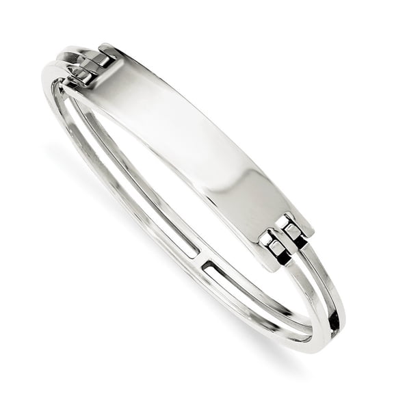 5.95mm Sterling Silver ID Hinged Bangle Bracelet