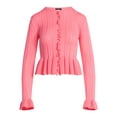 thumbnail image 5 of Scoop Women's and Women's Plus Peplum Ruffle Cardigan Sweater, Lightweight, Sizes XS-4X, 5 of 5