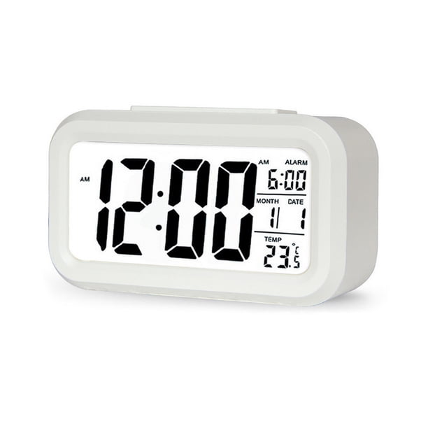 Table despertador reloj digital Dormitorio Sensor de temperatura Termómetro Termómetro de retroiluminación Calendario Portátil Snooze Relojes Hogar Blanco Advancent EL006195-01B