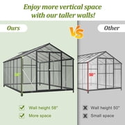 LZBEITEM 12x8 Outdoor Greenhouse, Walk-in Polycarbonate Green House with Aluminum Frame for Backyard, Black