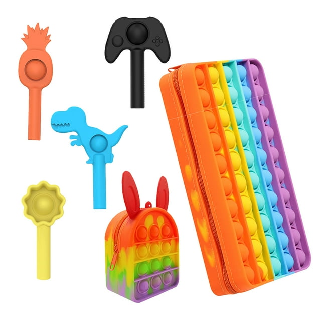Gupgi Bubble Fidget Toys Set, 6Pcs Coin Purse Pencil Case Pen Caps
