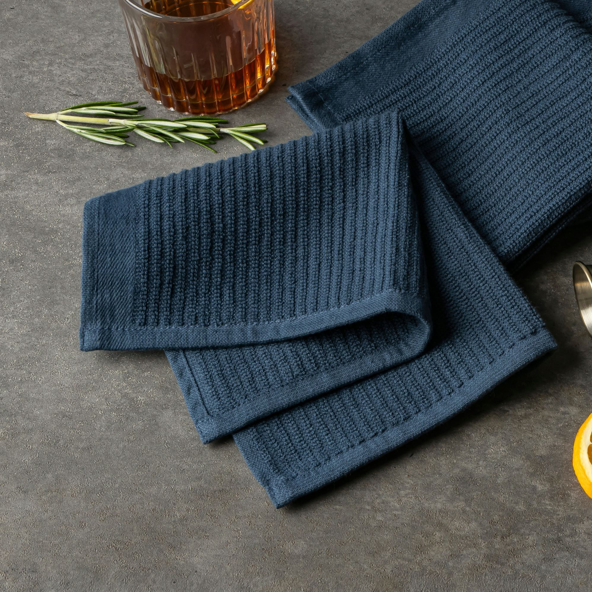 (3 pack) Thyme & Table Bar Mop Dish Cloth Towels, Navy, 4 Pack Set