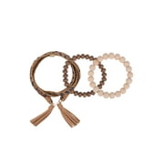 The Pioneer Woman Faux Suede and Neutral Beaded Adjustable Bracelet Set, 3 Pack