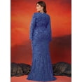 thumbnail image 6 of AURA Plus Size Sequin Evening Dress Long Sleeve Mermaid Formal Party Gown 0XL-4XL, 6 of 7