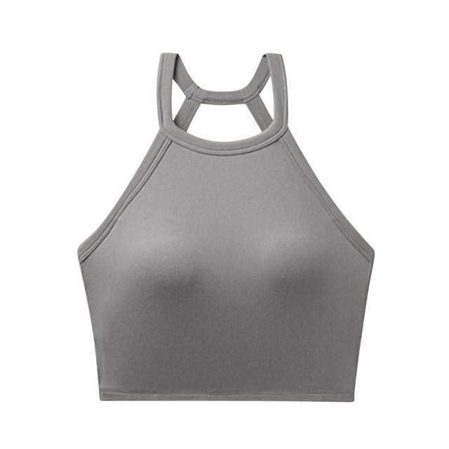 AherBiu Crop Tank Tops for Women with Built in Bra Ribbed Knitted Camisole Basic Going out Sleeveless Tops